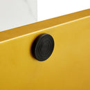 A modern minimalist style foyer table with white tabletop, gold bracket, and bottom plate, enhancing the beauty and artistic atmosphere of the home, suitable for the foyer FXG