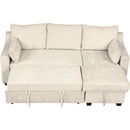 90" Pull Out Sleeper Sofa L-Shaped Couch Convertible Sofa Bed with Storage Chaise, Storage Racks and USB Ports (SG001340AA), Beige