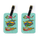 Tropical Fish on Teal Luggage Tag