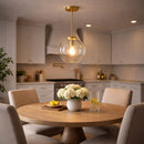 Gleam - Single Light Pendant Lamp With Clear Globe Satin - Antique Brass / Clear / Gold by HouseOfZazla