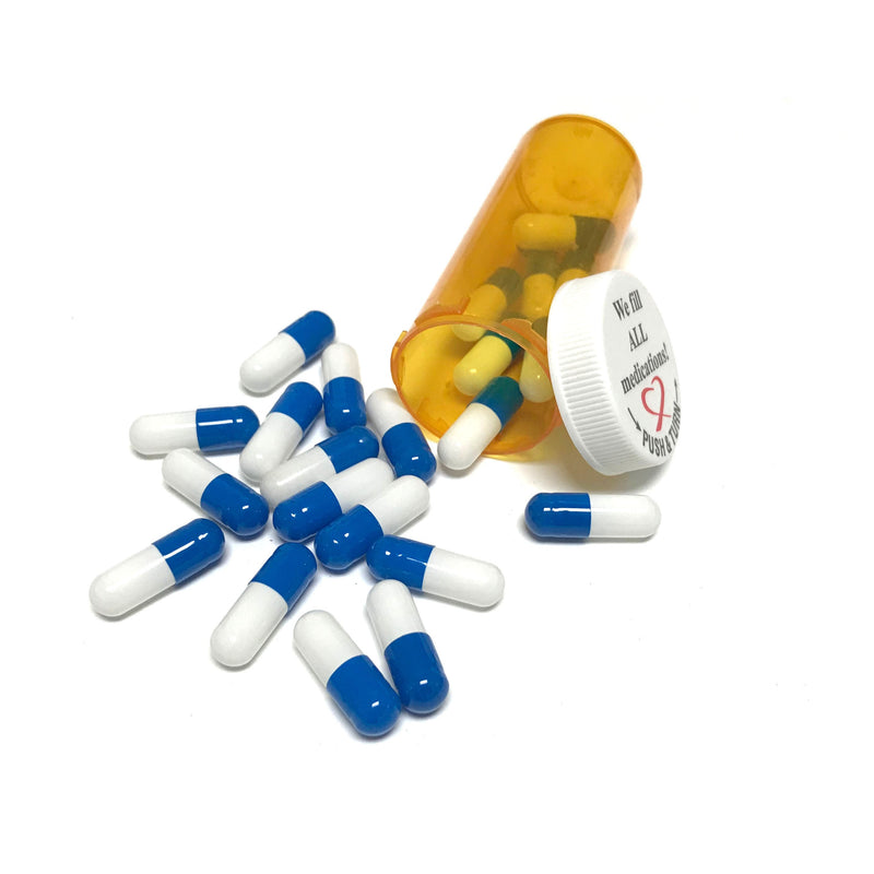 Fake Medicine Pill Capsules in 16 Dram Amber Plastic Medicine Vial with Lid