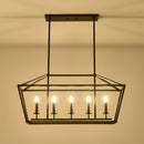 5 Light Farmhouse Kitchen Island Lighting, 5 Light Industrial Linear Chandelier For Dining Room Metal Hanging Pendant Light Fixture For Bedroom Living Room Hallway Conference Room - Matte Black by HouseOfZazla