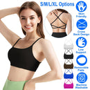 Women Cross Back Sport Bras Padded StrappyÊCrop Open Back Low Impact Bras SexyÊFitnessÊTank Tops with Removable Pads Thin Straps for Gym Yoga Workout