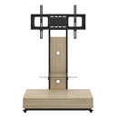 Mobile TV Cart With Push Pull Drawer, Lockable Wheels