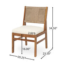 Outdoor 7 Piece Patio Rustic Acacia Wood Dining Set with Wicker Woven Chair