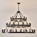 3 Tiers Wagon Wheel Chandelier - 54-Light Matte Black Metal by HouseOfZazla