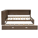 Daybed With Storage Shelves, LED, USB, And Trundle by HouseOfZazla