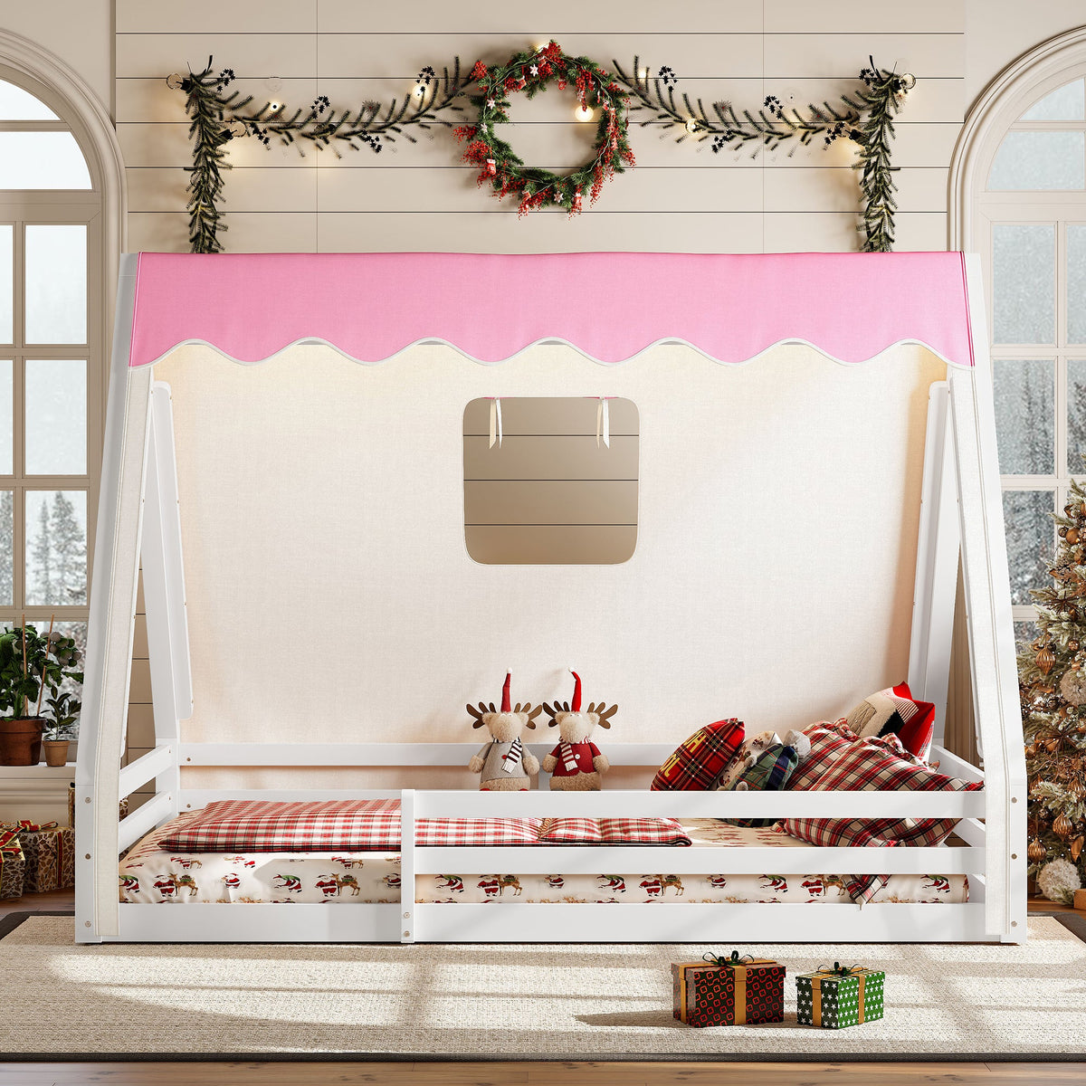 Full Size House Floor Bed with Tent and Light, photo 3 of 10