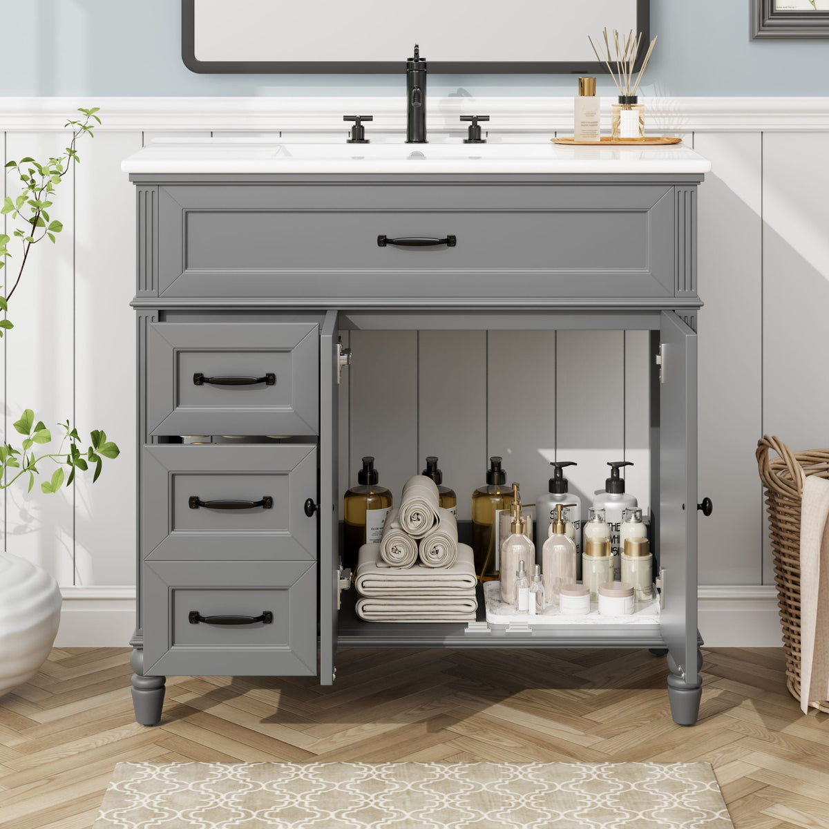 Bathroom Vanity With Sink, Freestanding Cabinet & Drawers, photo 28 of 40