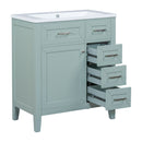 30" Bathroom Vanity with Sink Combo, Green Bathroom Cabinet with Drawers, Solid Frame and MDF Board