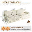 Luxuriously Comfortable Cloud Couch Sofa With Elegant Rolled Arms & Pleated Skirt Design