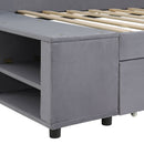 L Shaped Upholstered Platform Bed With Storage And Drawers