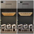 54-Inch Black Rectangular 12-Light Smoke Glass Chandelier