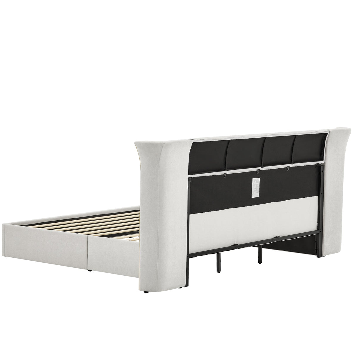 King Size Luxury Wing‑Back Upholstered Bed Frame, photo 8 of 10