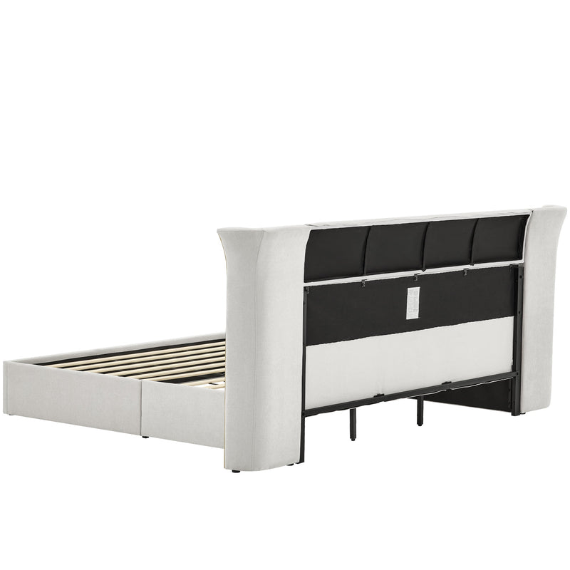King Size Luxury Wing‑Back Upholstered Bed Frame, photo 8 of 10