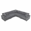 Convertible L Shaped Sectional Corner Couch With Armrest Storage Cup Holders USB Charger, Irregular Corner Oversized Comfy Modular Sofa by HouseOfZazla