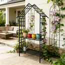 Metal Garden Arch with Bench Turned into Flower Stand by HouseOfZazla