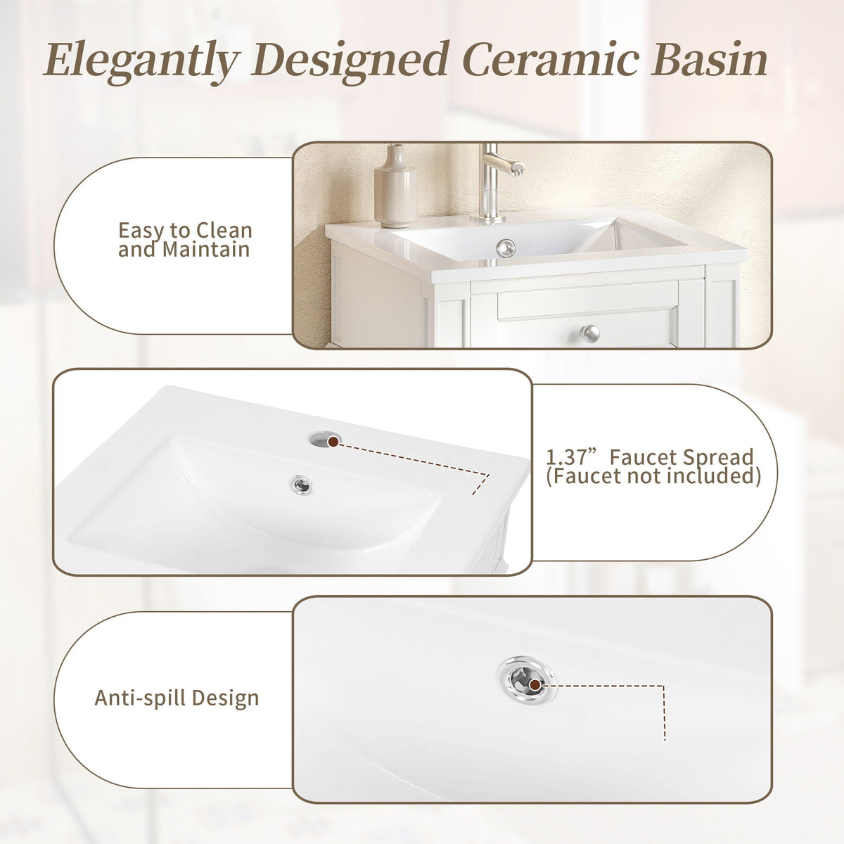 French Style Bathroom Vanity With Sink, Soft-Closing Door, Adjustable Shelf, Rectangular Design, photo 10 of 21