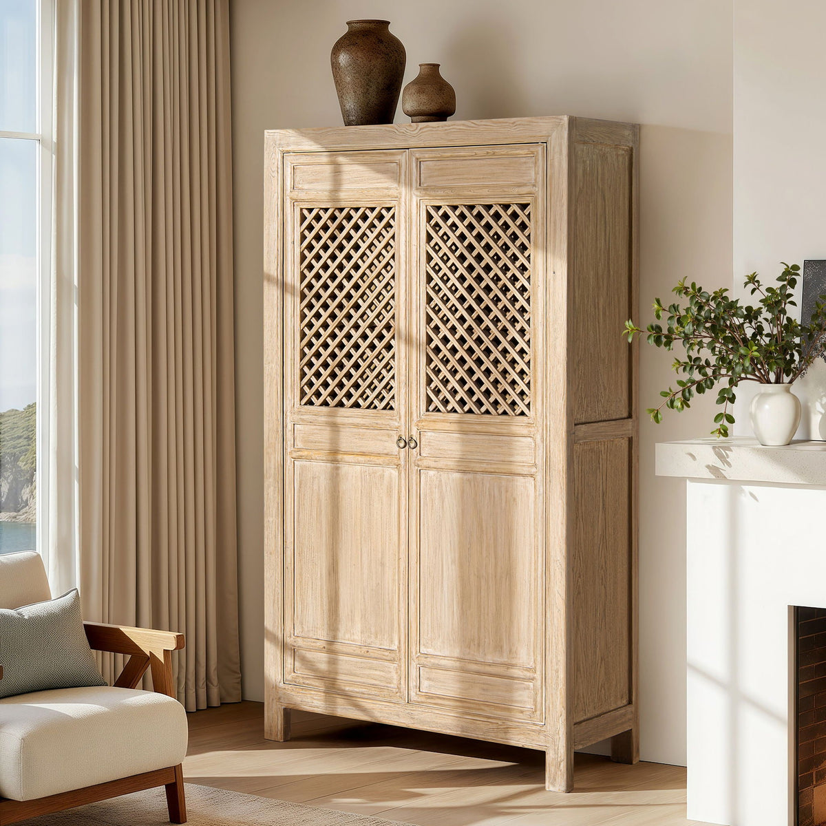 Arden - 2 Door Bookcase Storage Cabinet - Natural, photo 3 of 12