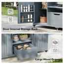 K&K 66.5' Outdoor Kitchen Island for Big Green Egg Grills, Solid Wood Outdoor Grill Cart for Tabletop Grill with Stainless Steel Top, Drawer, Compatible with Large Big Green Egg, Kamado Joe- Grey Blue by Montret