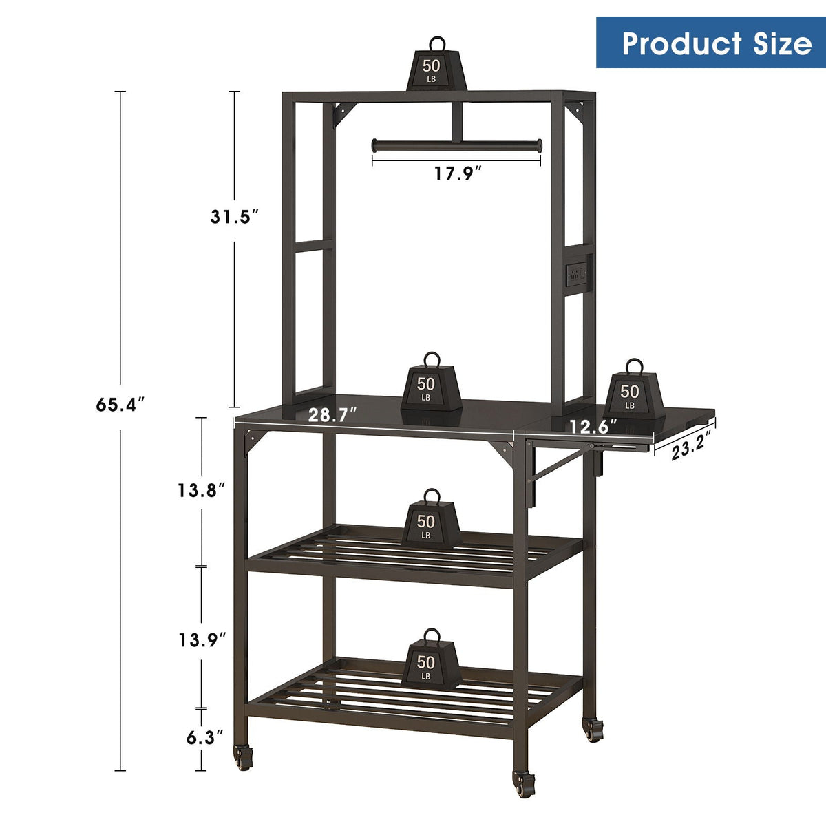 Heavy Duty 3D Printer Stand With Filament Storage Rack - Black, photo 3 of 4