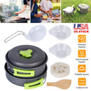 9Pcs Camping Cooking Ware Set Camping Stove Cookware Kit Aluminum Pot Pans Set for Hiking Picnic Outdoor