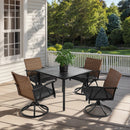 5 Piece Patio Dining Set for 4 with Swivel Rocker Chairs and Steel Table Top by HouseOfZazla