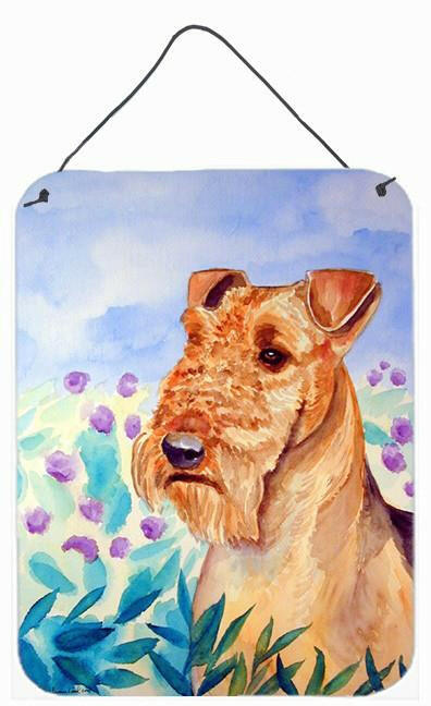 Airedale Terrier in Flowers Aluminium Metal Wall or Door Hanging Prints