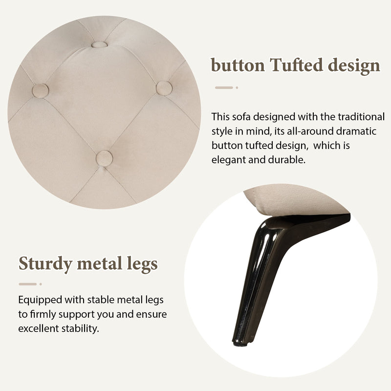 40.5" Velvet Upholstered Accent Sofa, Modern Single Sofa Chair with Button Tufted Back, Modern Single Couch for Living Room, Bedroom, or Small Space, Beige