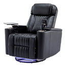 270° Power Swivel Recliner Home Theater Chair With Hidden Arm Storage, LED Light, Cup Holder, And Tray Table by HouseOfZazla