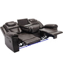 Home Theater Seating Manual Recliner Chair With Center Console And Led Light Strip For Living Room by HouseOfZazla
