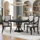 5 Piece Dining Set Extendable Round Table And 4 Chairs - Black / Oak