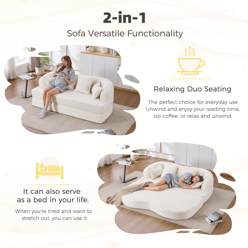 2-in-1 Foldable Sofa Bed with 4 Pillows, photo 10 of 10