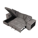 Modern L-Shape 3 Seat Reversible Sectional Couch, Pull Out Sleeper Sofa With Storage Chaise And 2 Stools For Living Room Furniture Set by HouseOfZazla