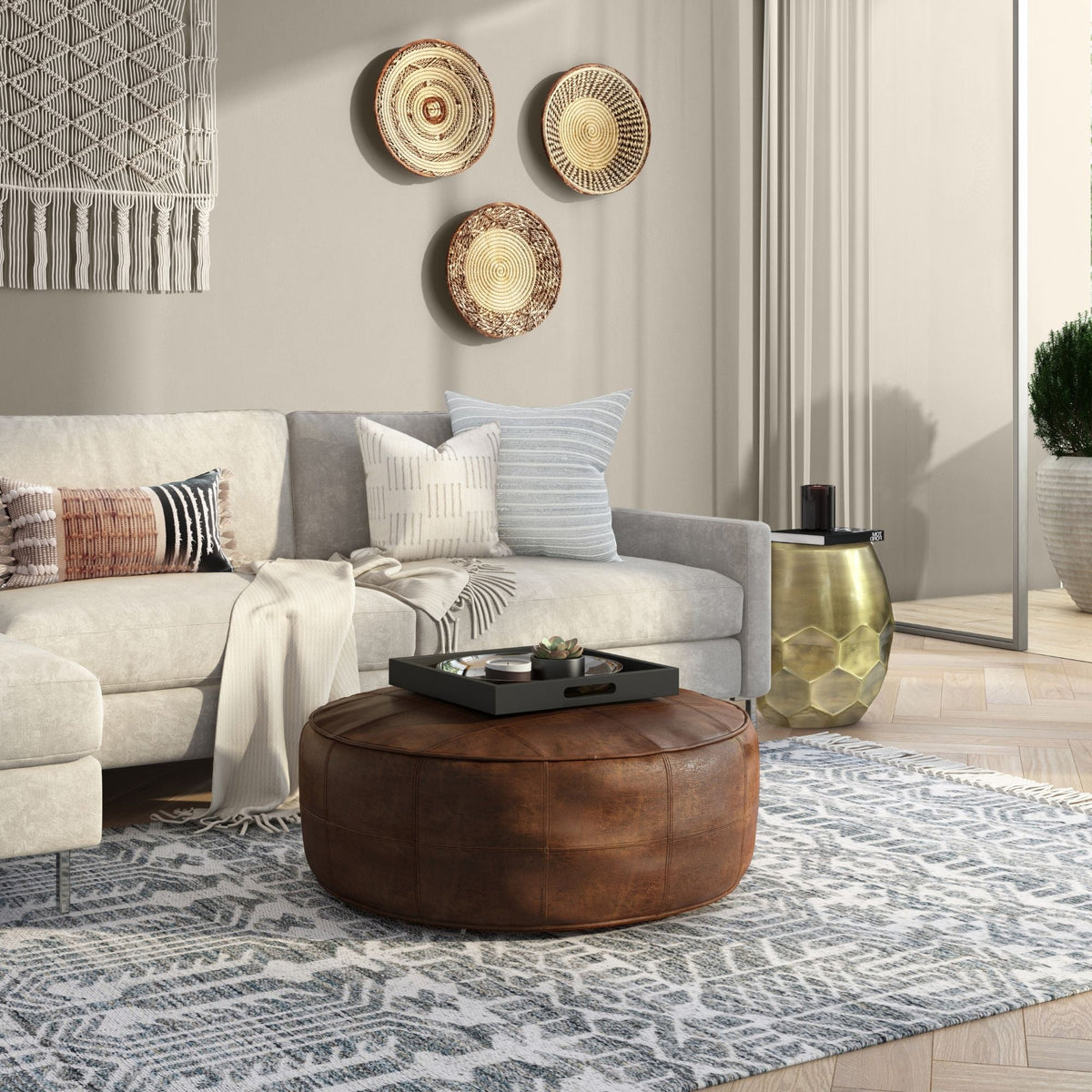 Connor - Handcrafted Round Pouf, photo 11 of 24