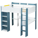 Loft Bed With Built In Storage Shelves, Clothes Rail, And Desk by HouseOfZazla