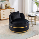 360 Degree Swivel Accent Chair Velvet Modern Upholstered Barrel Chair Over-Sized Soft Chair with Seat Cushion for Living Room, Bedroom, Office, Apartment, Black