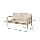 Outdoor Acacia Wood Loveseat with Coffee Table, Light Teak Frame by HouseOfZazla