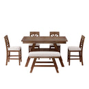 Topmax 6-Piece Wood Counter Height Dining Table Set with Storage Shelf by HouseOfZazla