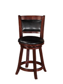 2Pc Beautiful Elegant Upholstered Low Swivel Chair Stool Rich Black Faux Leather Upholstery Padded Back Kitchen