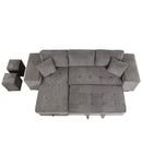 Modern L-Shape 3 Seat Reversible Sectional Couch, Pull Out Sleeper Sofa With Storage Chaise And 2 Stools For Living Room Furniture Set by HouseOfZazla