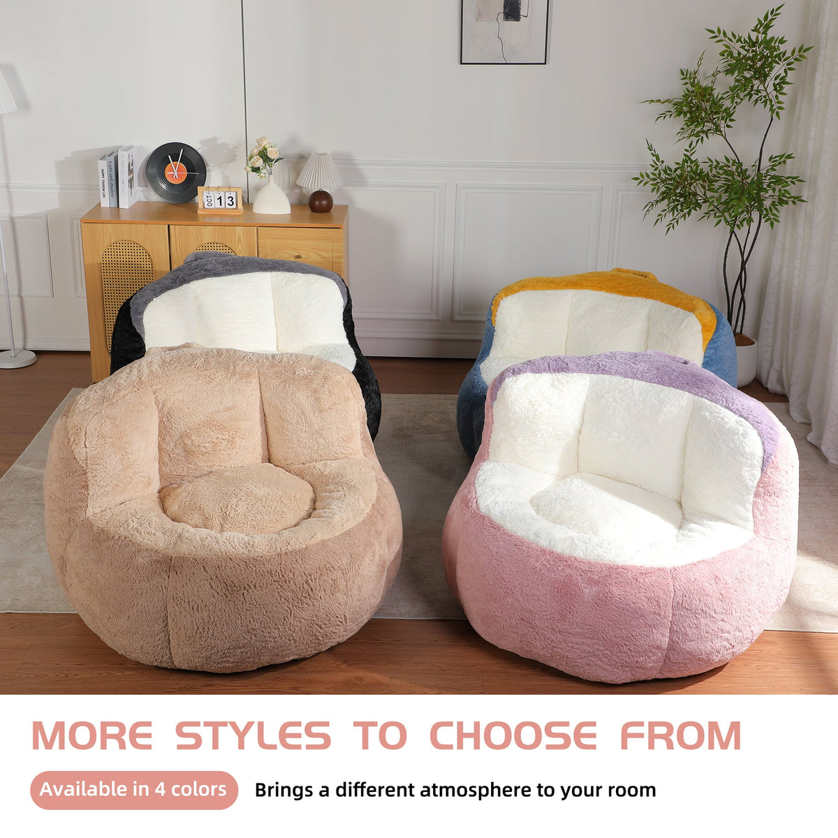 Oversized Multicolor Faux Fur Bean Bag Chair, photo 8 of 10