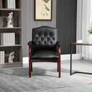 Leather Reception Guest Chairs With Padded Seat And Arms Ergonomic Mid-Back Office Executive Side Chair For Meeting Waiting Room Conference Office Guest Chairs - Black by HouseOfZazla