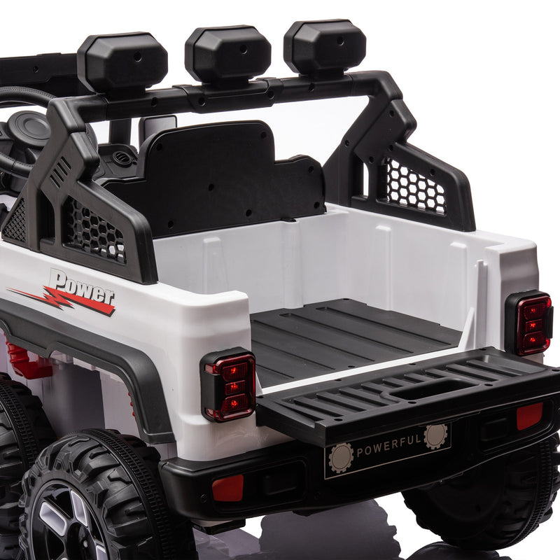 24V Ride On Large PickUp Truck car for Kids,ride On 4WD Toys with Remote Control,Parents Can Assist in Driving,Bluetooth music version,Pickup truck design with spacious storage in the rear.