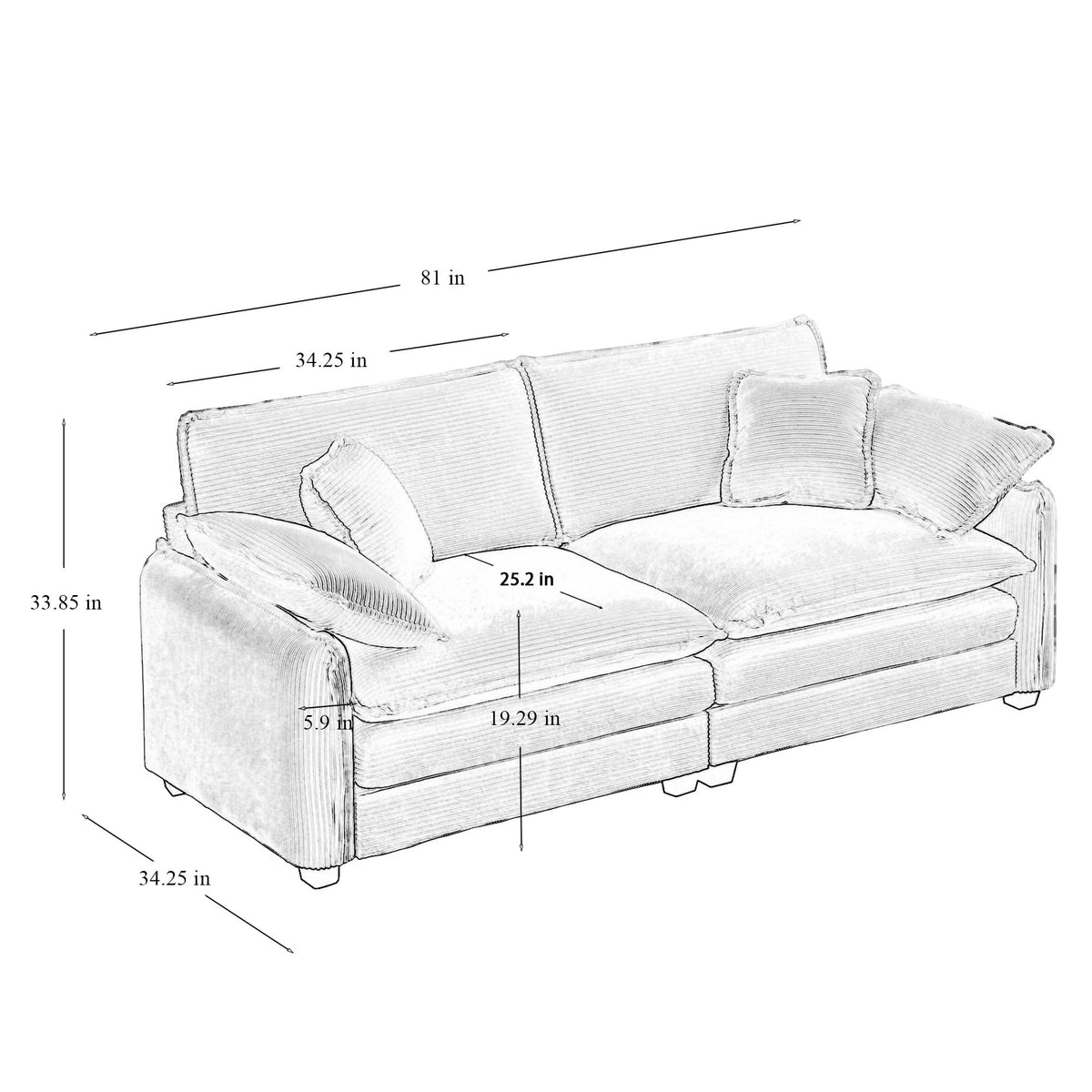 Modern Living Room Sofa 3 Pieces Set, photo 9 of 10