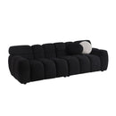 87.4 length, 35.83" deepth, human body structure for USA people, marshmallow sofa,boucle sofa, 3 seater, black BOUCLE