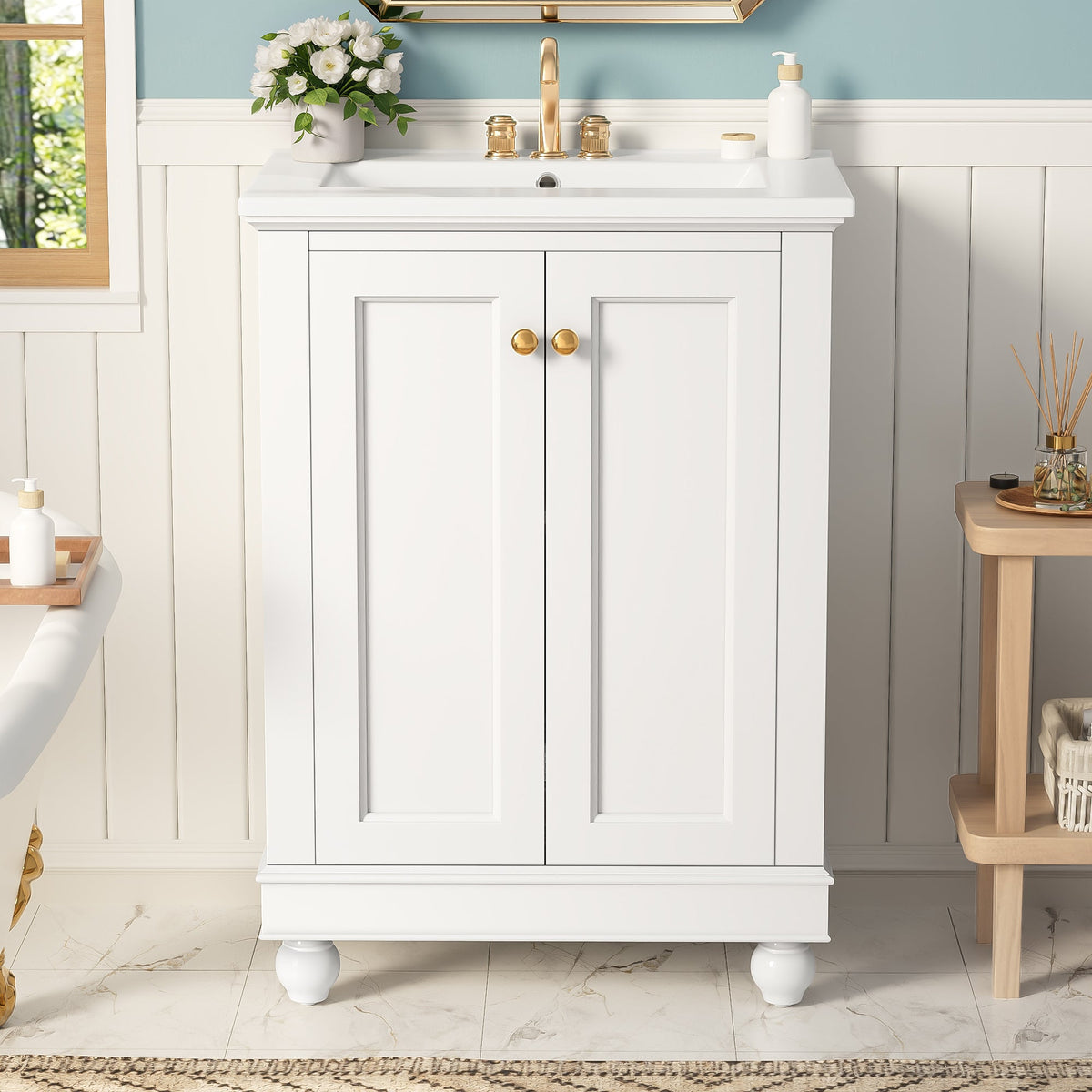 24 Inch Modern Bathroom Vanity Cabinet With Ceramic Sink, photo 5 of 10