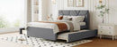 Upholstered Platform Bed With Brick Pattern Headboard And Twin Long Size Trundle by HouseOfZazla