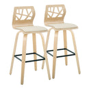Folia - Contemporary Fixed Height Stool With Swivel With Square Footrest (Set of 2) by HouseOfZazla