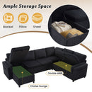 Convertible U-Shaped Sectional Sofa Bed With USB Ports And Storage by HouseOfZazla